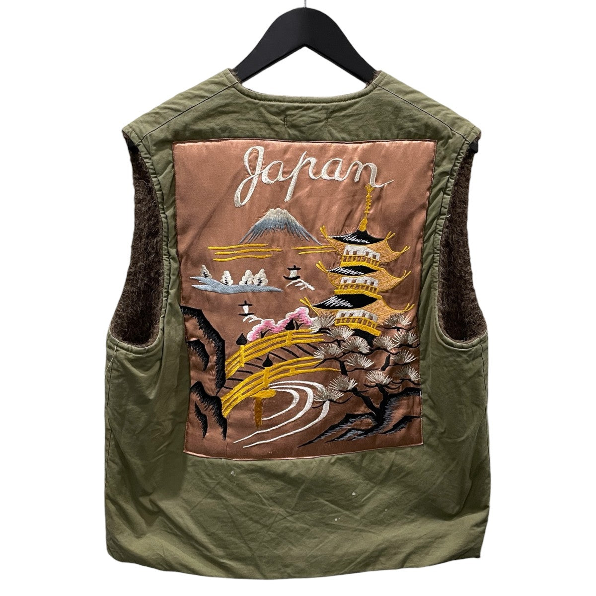 25AW スカジャンリメイクジップアップベスト REMADE USN DECK VEST SUKAJAN EMB AGED BW252-RUDVE