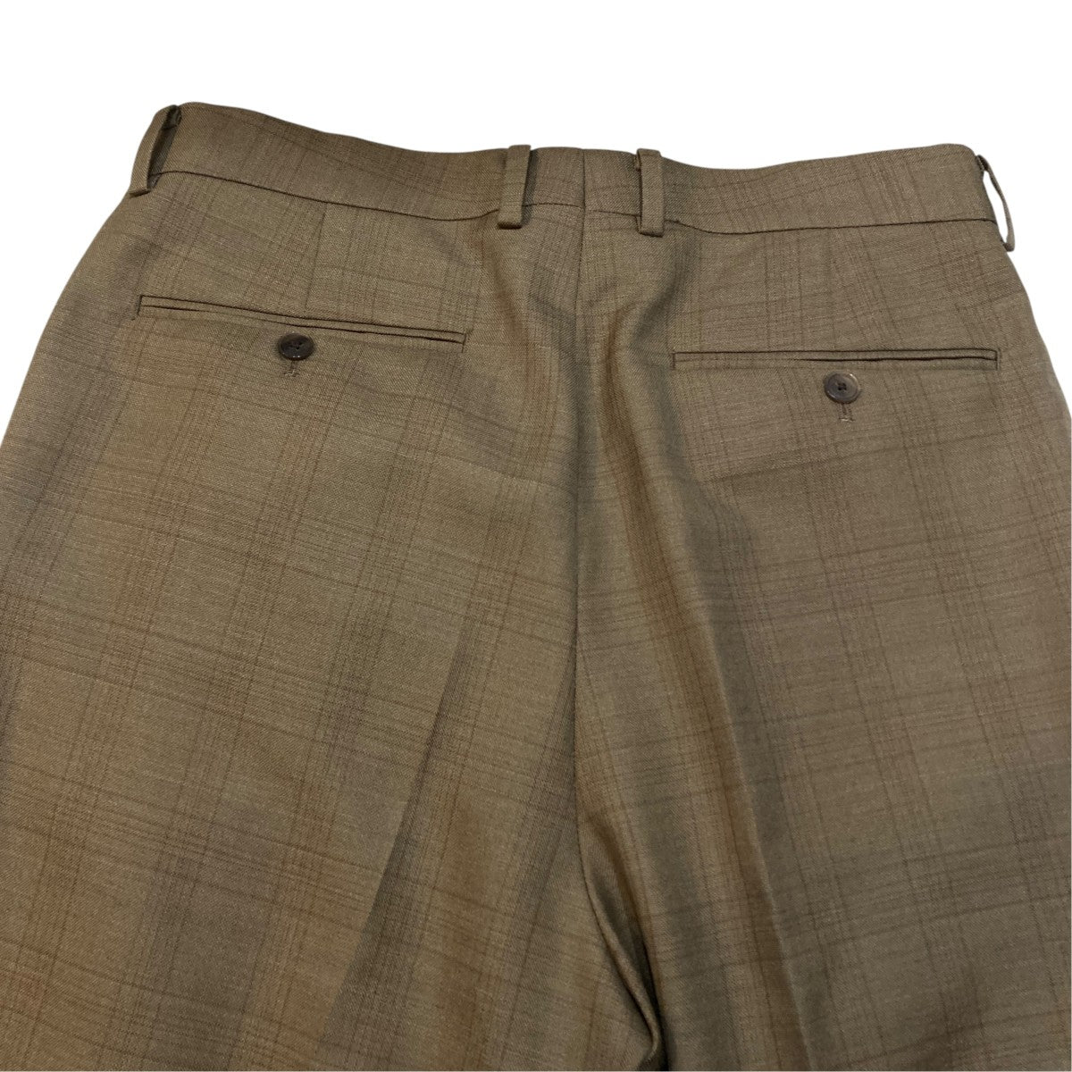 BLUEFACED WOOL TWO-TUCK SLACKSチェックスラックスA25SP02BA