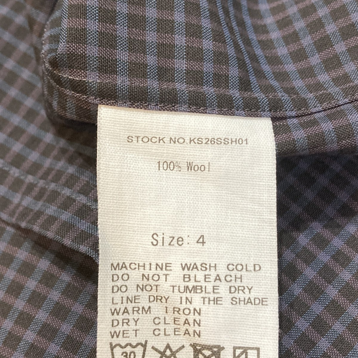 26SSSummer Wool Open Collar Shirtチェック長袖シャツKS26SSH01