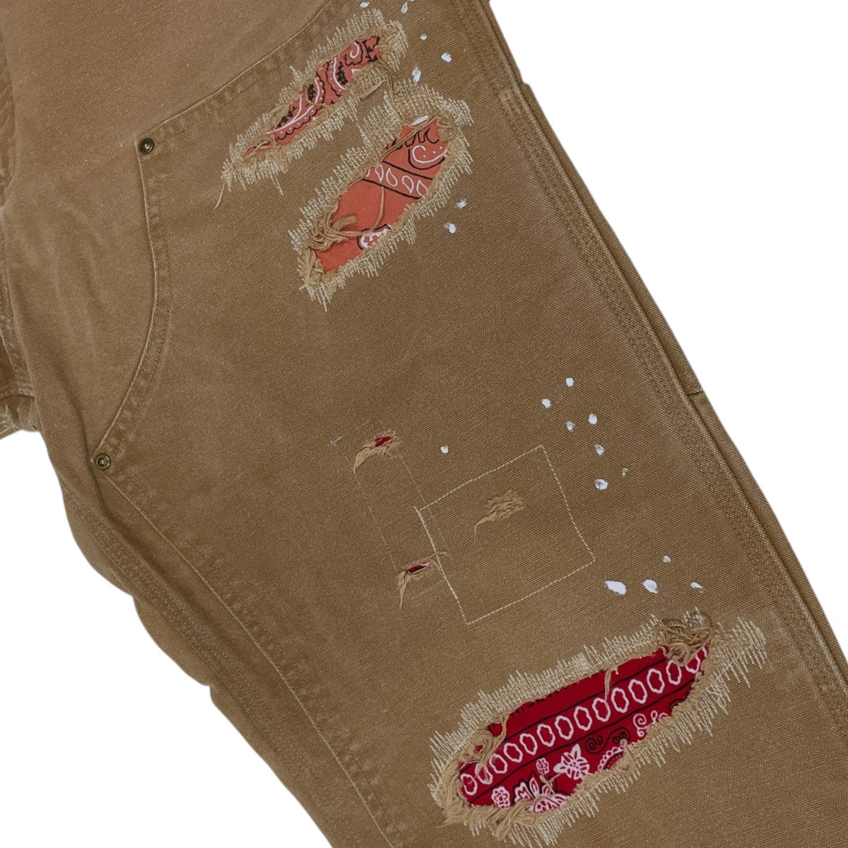 Great Land カスタムワークパンツ BANDANA DOUBLE KNEE PANTS バンダナダブルニーパンツ Carharttリメイク 古着・中古-5枚目のアイテム画像