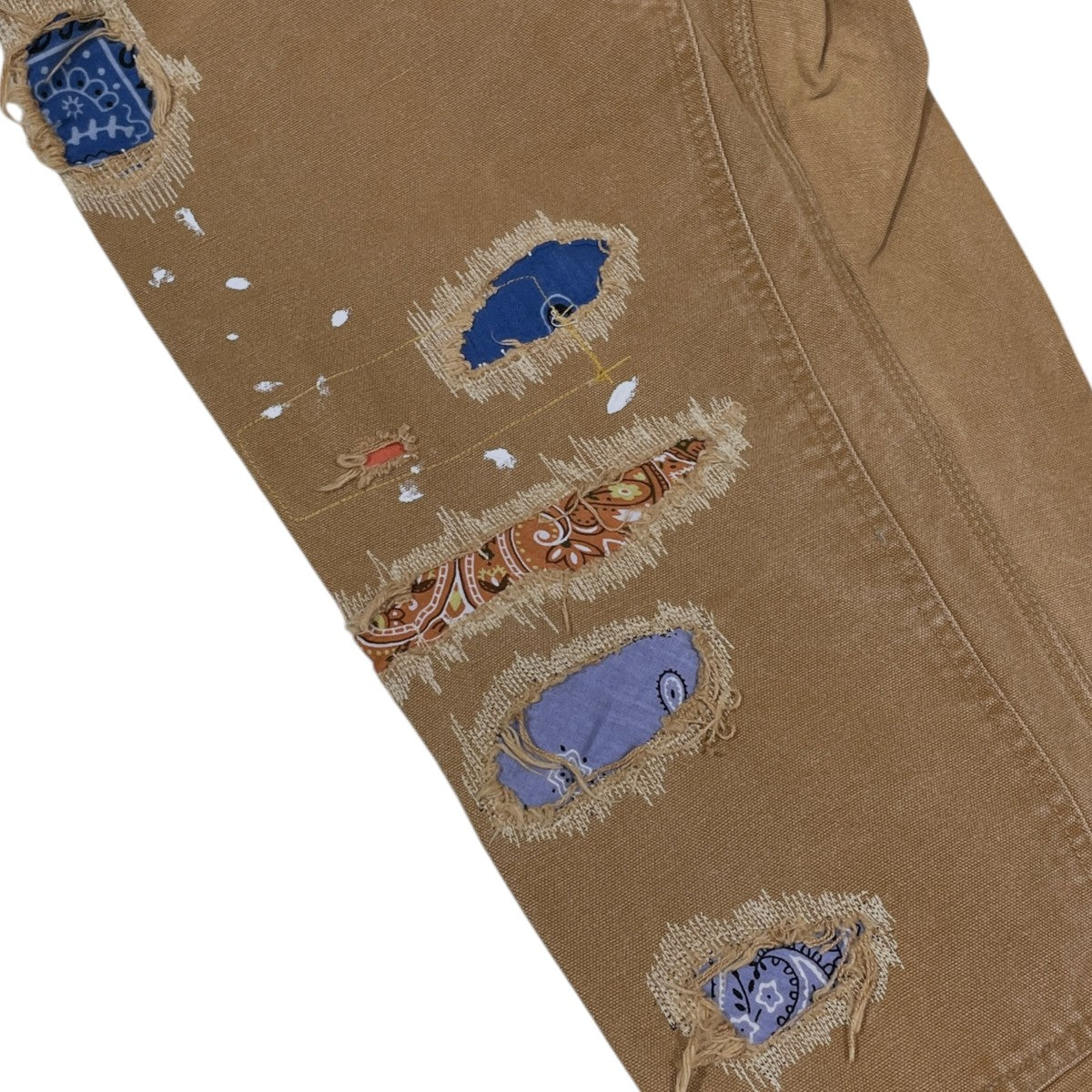Great Land カスタムワークパンツ BANDANA DOUBLE KNEE PANTS バンダナダブルニーパンツ Carharttリメイク 古着・中古-6枚目のアイテム画像