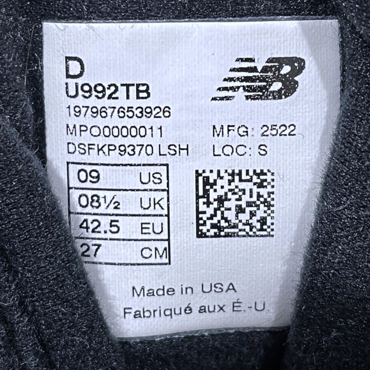 スニーカー 992 U992TB MADE IN USA