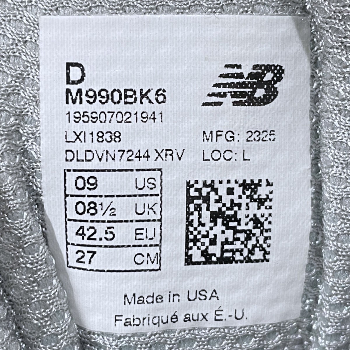 スニーカー 990v6 M990BK6 MADE IN USA
