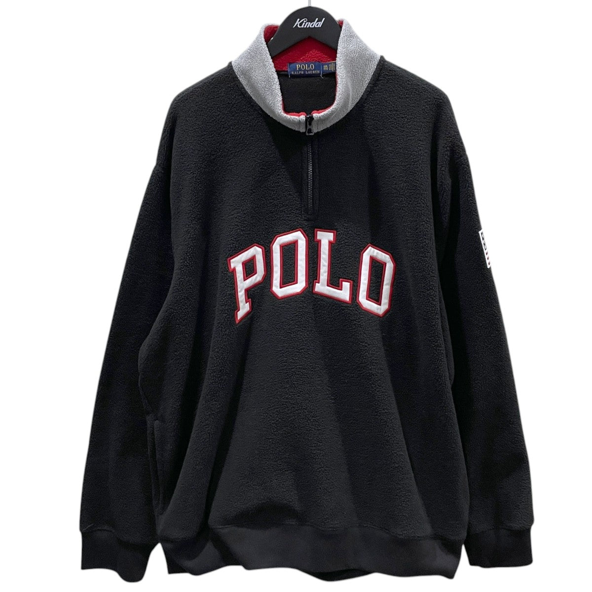 POLO RALPH LAUREN フリースジャケット Logo Applique Quarter-Zip Fleece Pullover ロゴアップリケ クォータージップ フリースプルオーバー 古着・中古-1枚目のアイテム画像