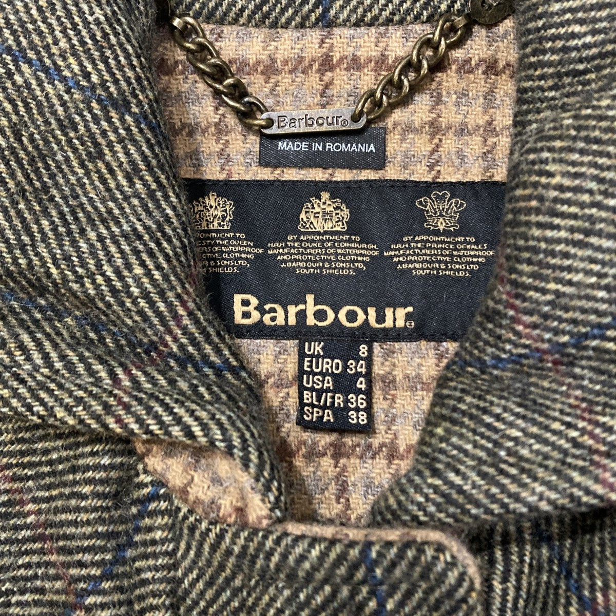 Barbour チェックショートダッフルコート1302251 古着・中古-7枚目のアイテム画像