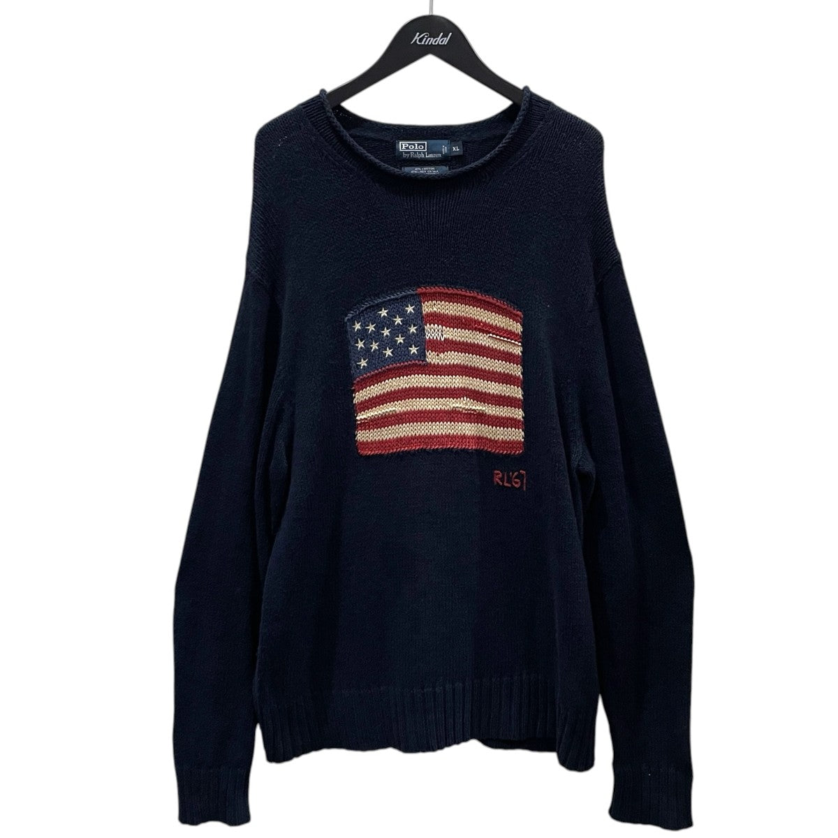 POLO RALPH LAUREN 90s フラッグコットンリネンシルクセーター Flag Cotton-Linen-Silk Sweater 古着・中古-1枚目のアイテム画像