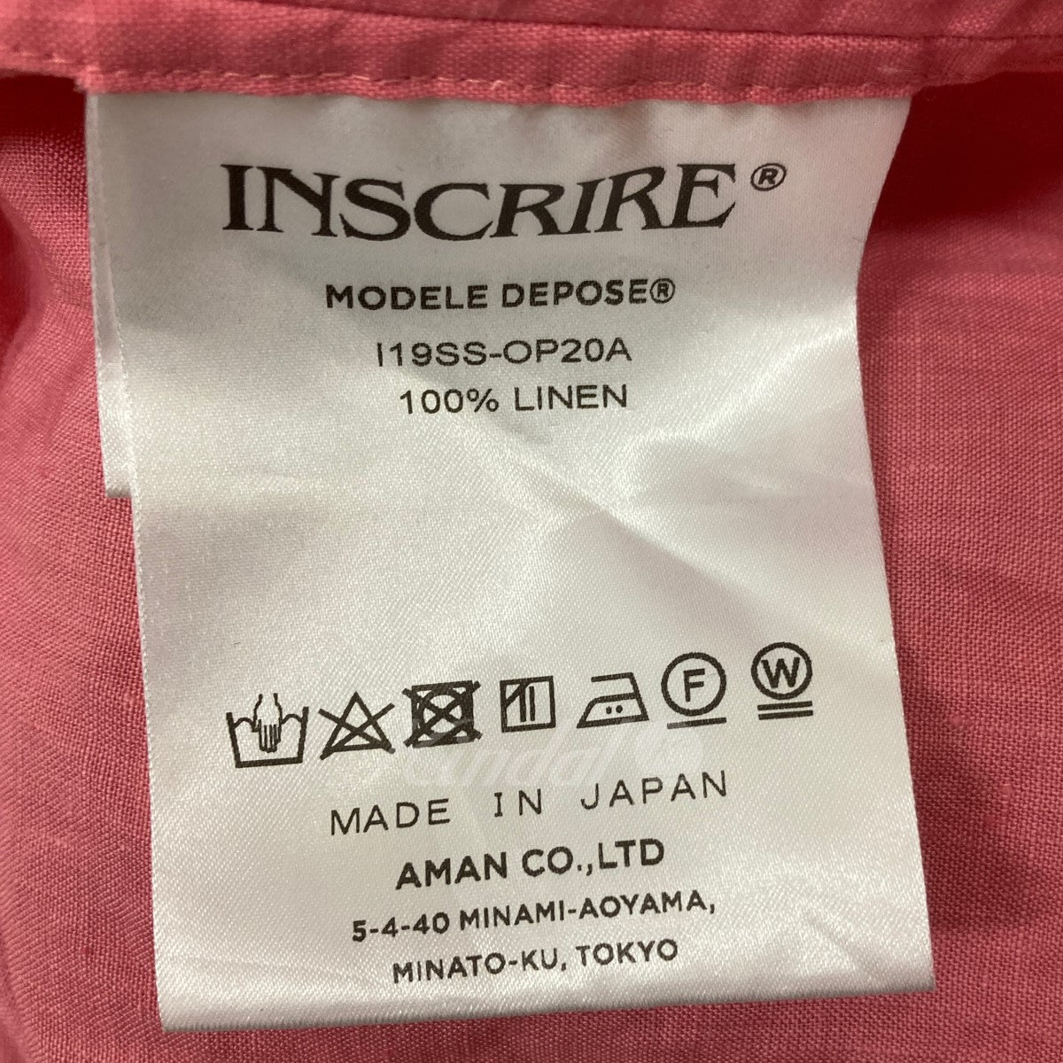 INSCRIRE(アンスクリア) バックオープン半袖リネンワンピース I19SS-OP20A I19SS-OP20A ピンク サイズ  S,M,L｜【公式】カインドオルオンライン ブランド古着・中古通販【kindal】