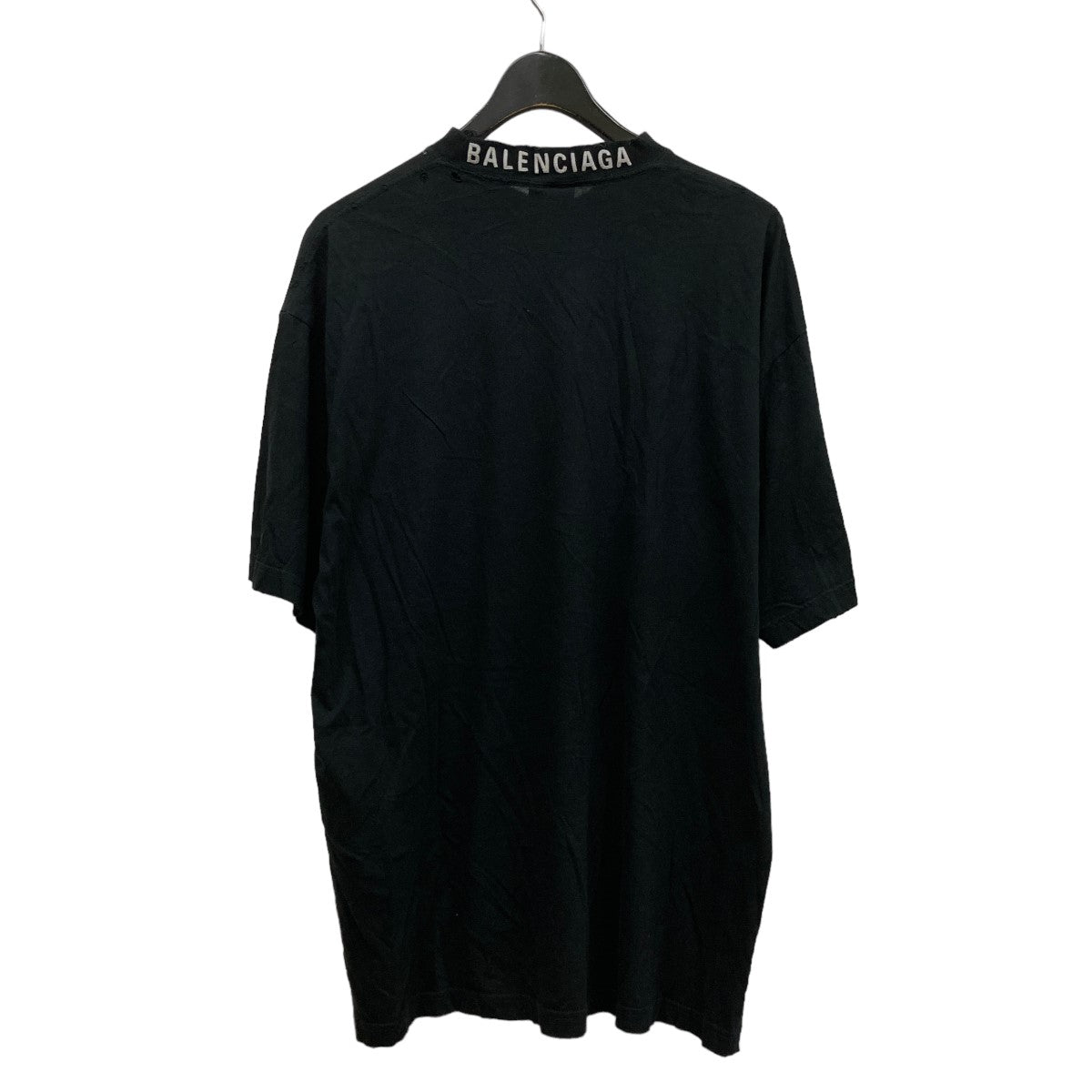 BALENCIAGA(バレンシアガ) ネックロゴダメージ加工Tシャツ739784 739784 ブラック サイズ S｜【公式】カインドオルオンライン  ブランド古着・中古通販【kindal】