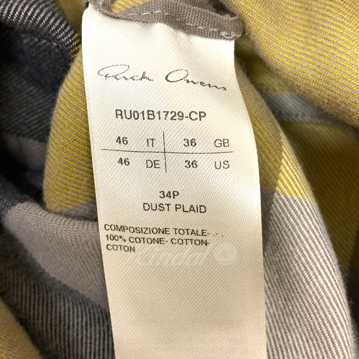 Rick Owens(リックオウエンス) チェックシャツ RU01B1729-CP