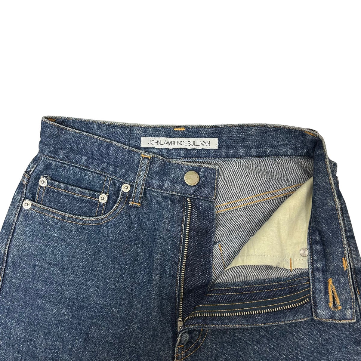 JOHN LAWRENCE SULLIVAN(ジョンローレンスサリバン) DENIM ＆ VEGAN LEATHER BI-COLOR PANTS無地 デニム×ヴィーガンレザーバイカラーパンツJLSW-38 JLSW-38 インディゴ サイズ S｜【公式】カインドオルオンライン  ブランド古着・中古通販【kindal】