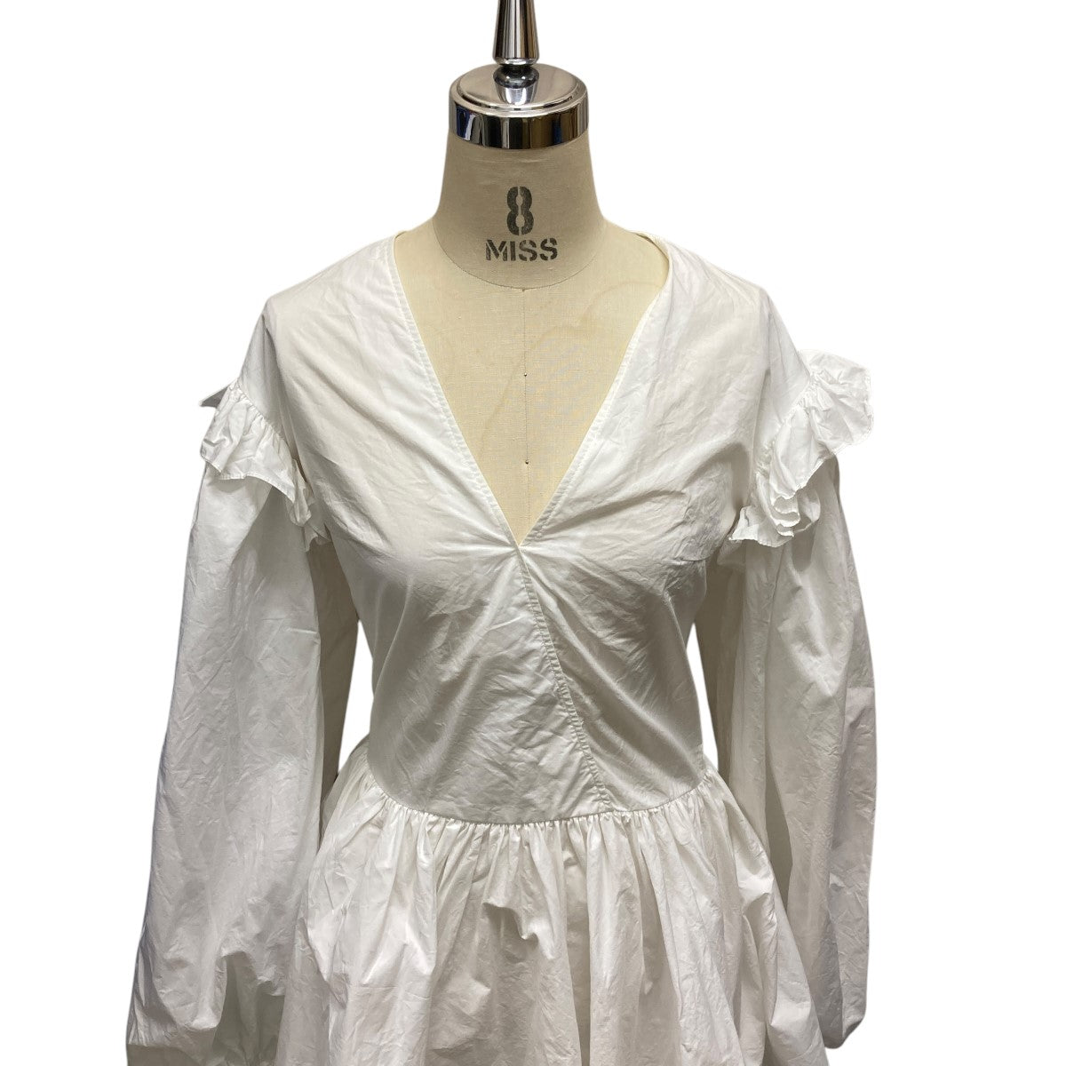 Patou ボリュームスリーブVネックワンピースDR0920017001W 古着・中古-4枚目のアイテム画像