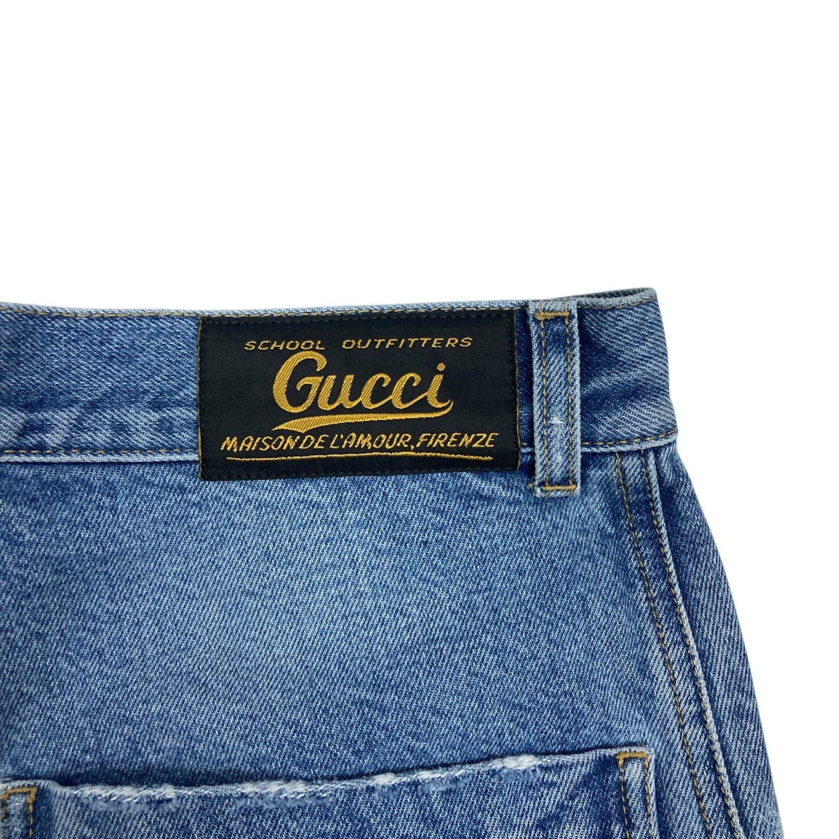 GUCCI コットン デニム オーバーサイズ ハーフパンツ GUCCI(グッチ) ダメージ加工デニムハーフパンツ631181 XDBEU