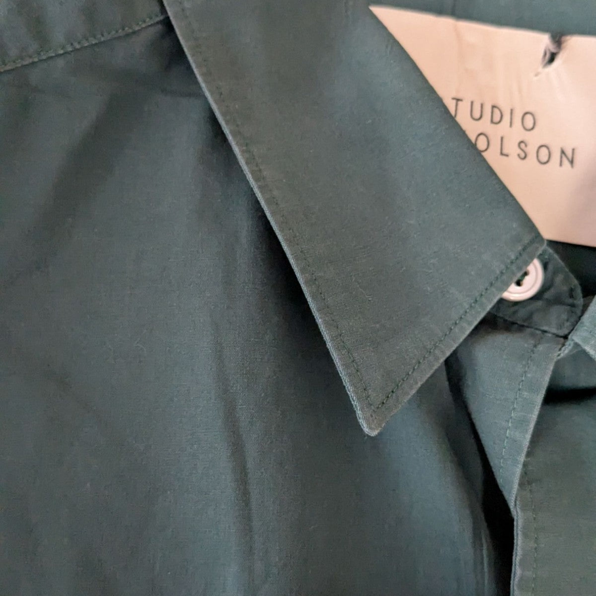STUDIO NICHOLSON オリーブ半袖シャツ 軽量素材 STUDIO NICHOLSON(スタジオニコルソン) オーバーサイズシャツ