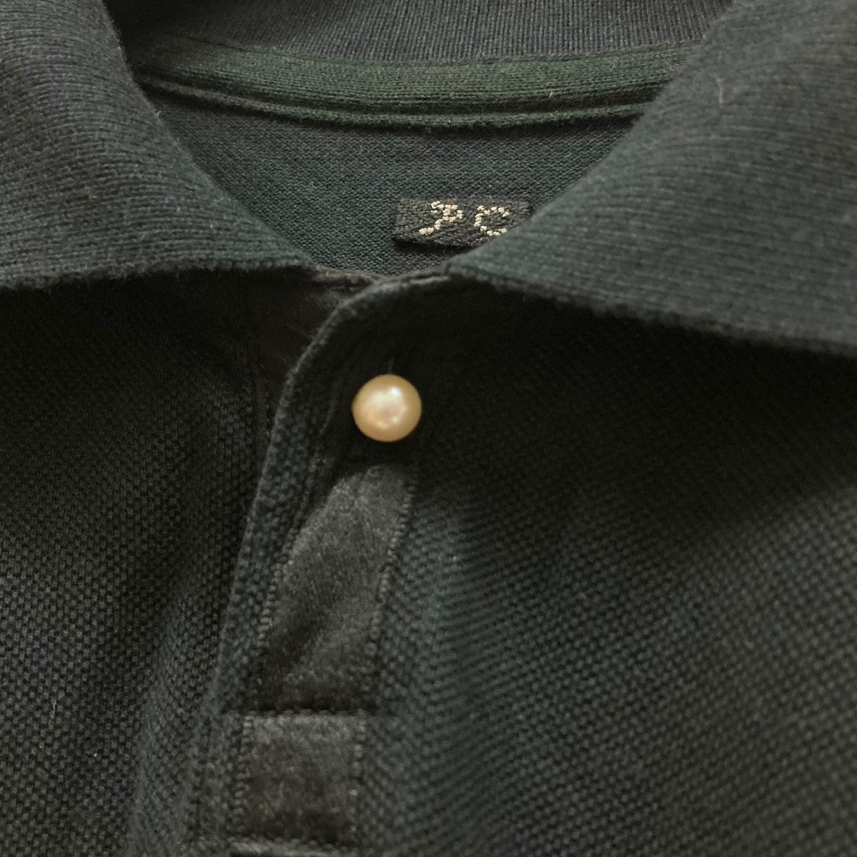 【値下げ】Porter Classic SUVIN GOLD WHITE PEARL POLO SHIRT コットン×シルクポロシャツ ブラック サイズ：1 (中目黒店) Porter Classic(ポータークラシック) SUVIN GOLD WHITE PEARL