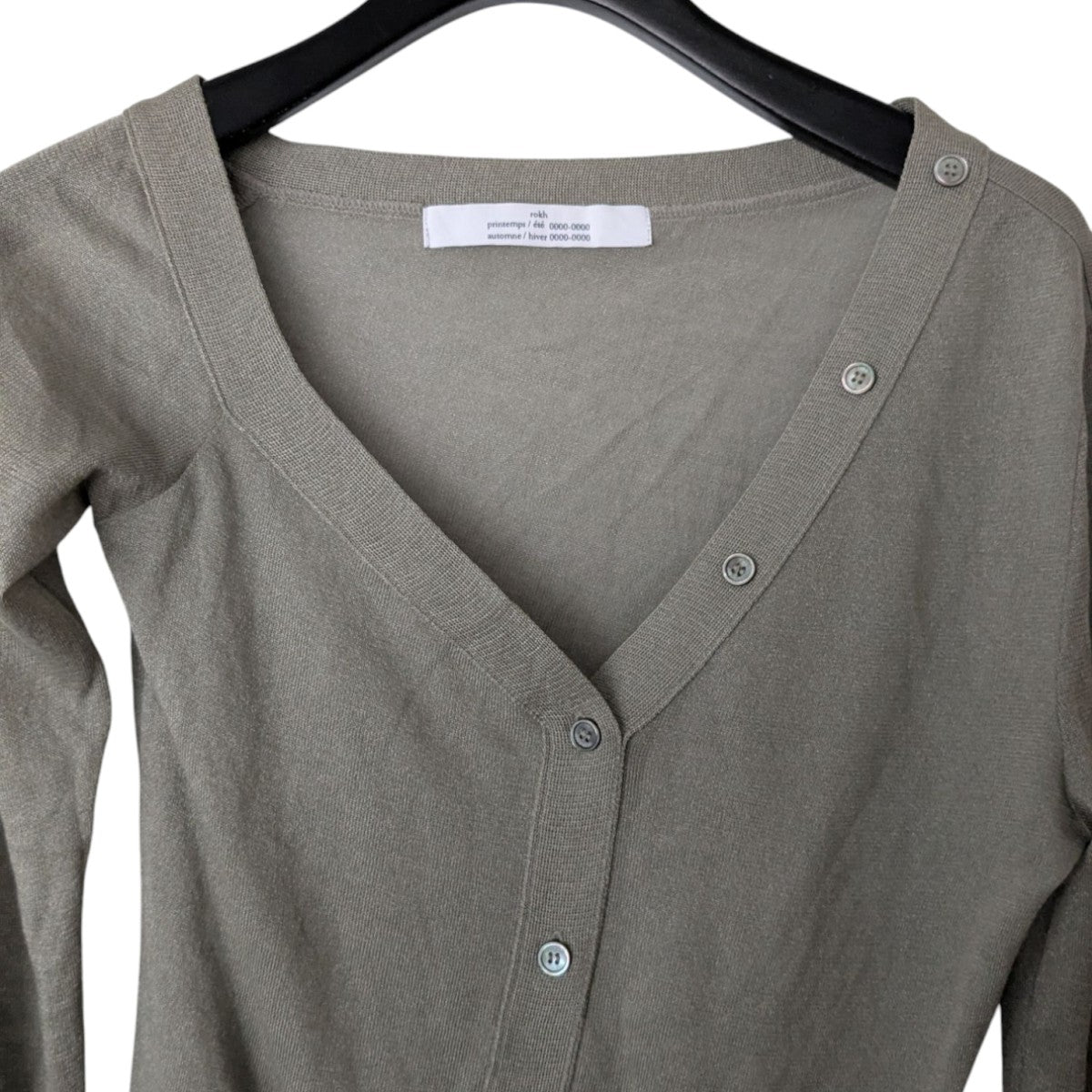 【値下げ】rokh ASYMMETRIC NECK CARDIGAN アシンメトリーラメカーディガン R3CA81 グレー サイズ：XS (代官山店) rokh(ロク) ASYMMETRIC NECK CARDIGANアシンメトリーラメ