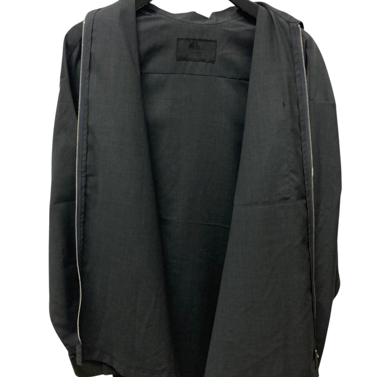 PRADA ポリエステル シャツジャケット セットアップ ブラック XL相当 PRADA(プラダ) ジップ シャツジャケットSC540 SC540 グレー