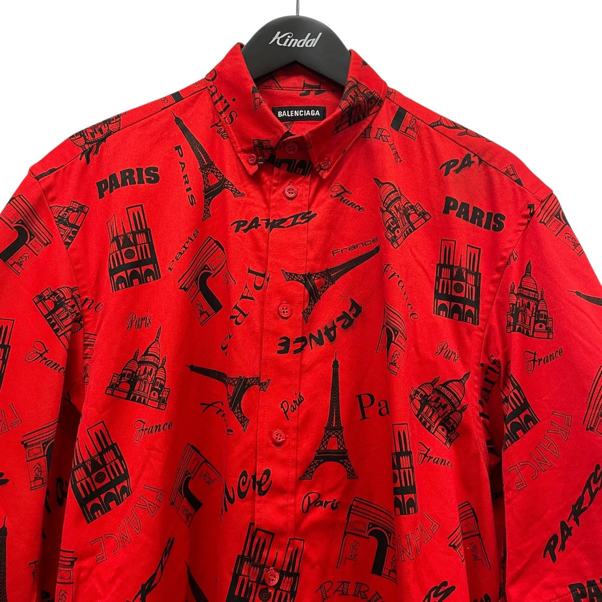 BALENCIAGA(バレンシアガ) 総柄半袖シャツ602026 602026 レッド