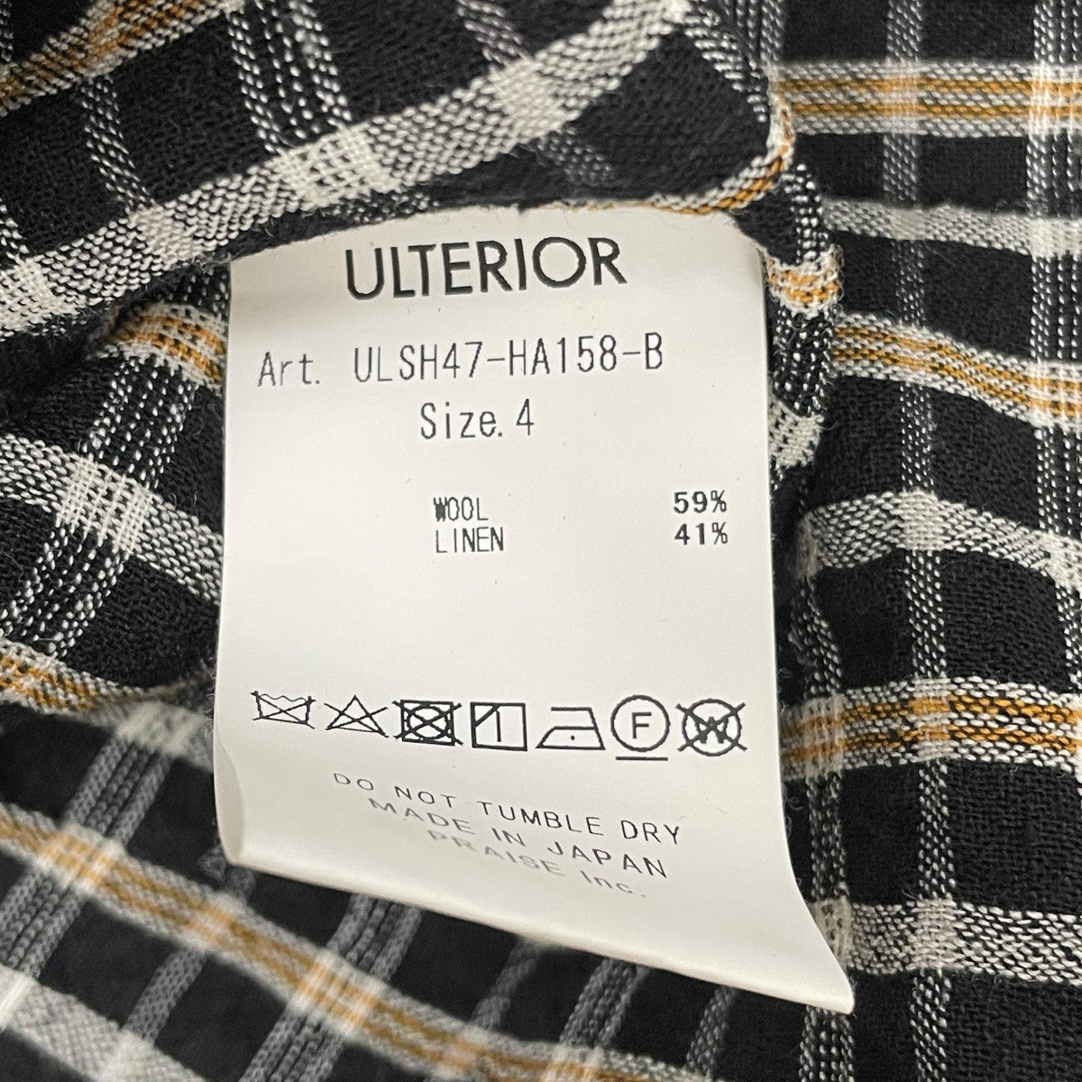 ULTERIOR(アルテリア) W L CHECKED SKIPPER SHIRT -BLACK ORANGE