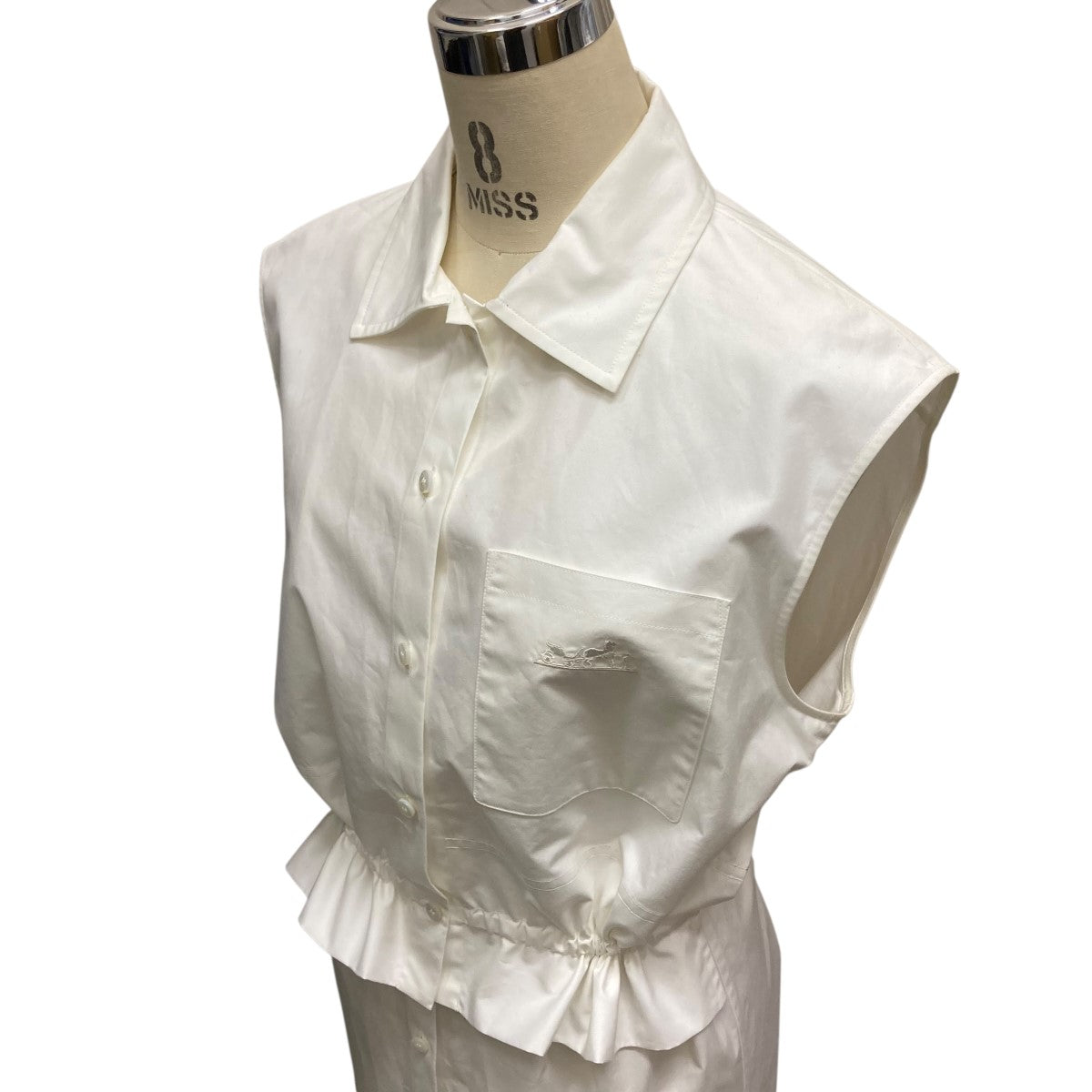 HERMES ノースリーブシャツワンピース3E0565DT 古着・中古-4枚目のアイテム画像