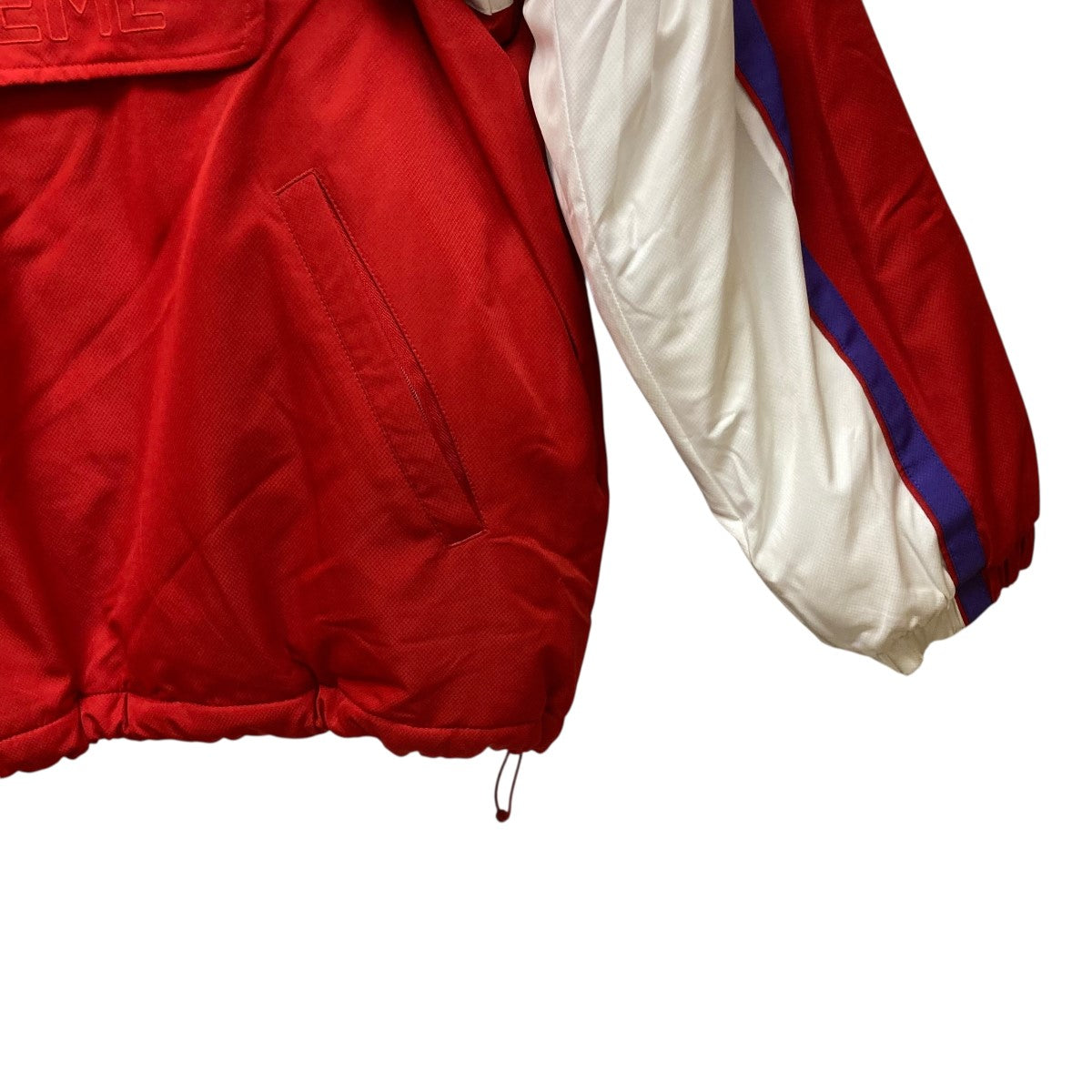 Supreme×LACOSTE 中綿ハーフジップジャケット レッド×ホワイト サイズ