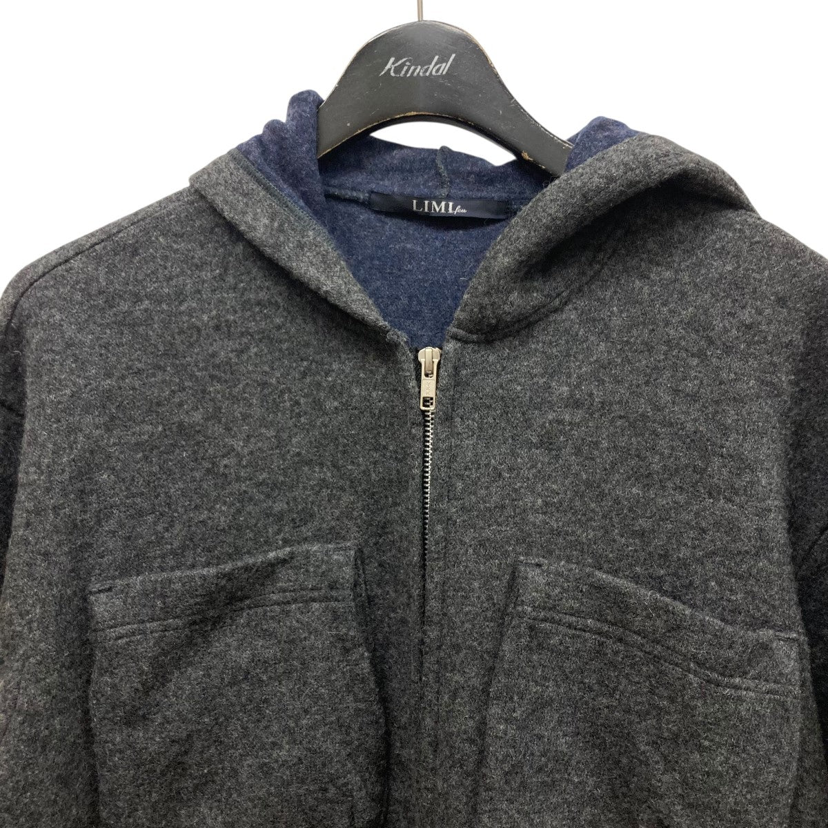 リミフゥ　パイル　ウール　フーデット コート フード　ジップ　グレー　Sサイズ リミフゥ パイル ウール フーデット コート フード ジップ