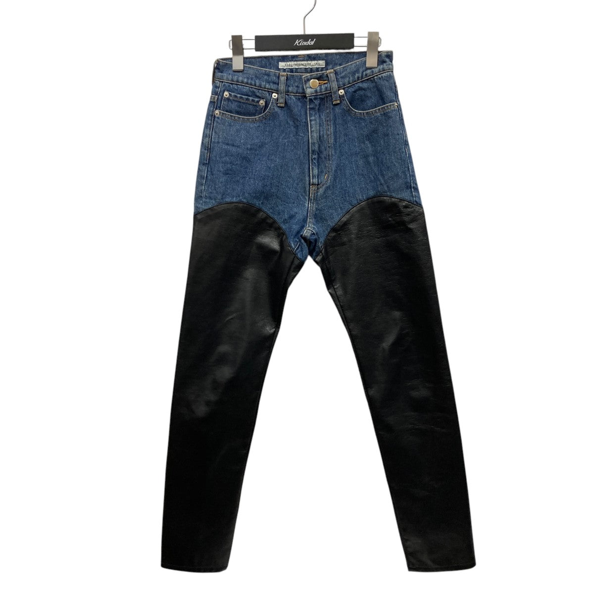 DENIM ＆ VEGAN LEATHER BI-COLOR PANTSフェイクレザー切替デニムパンツJLSW-38