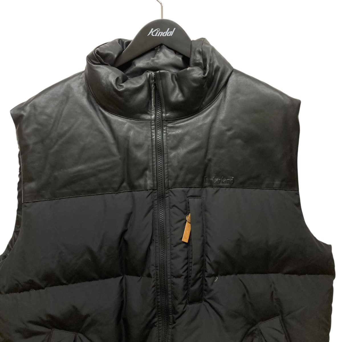 Timberland(ティンバーランド) レザー切替ダウンベスト ブラック