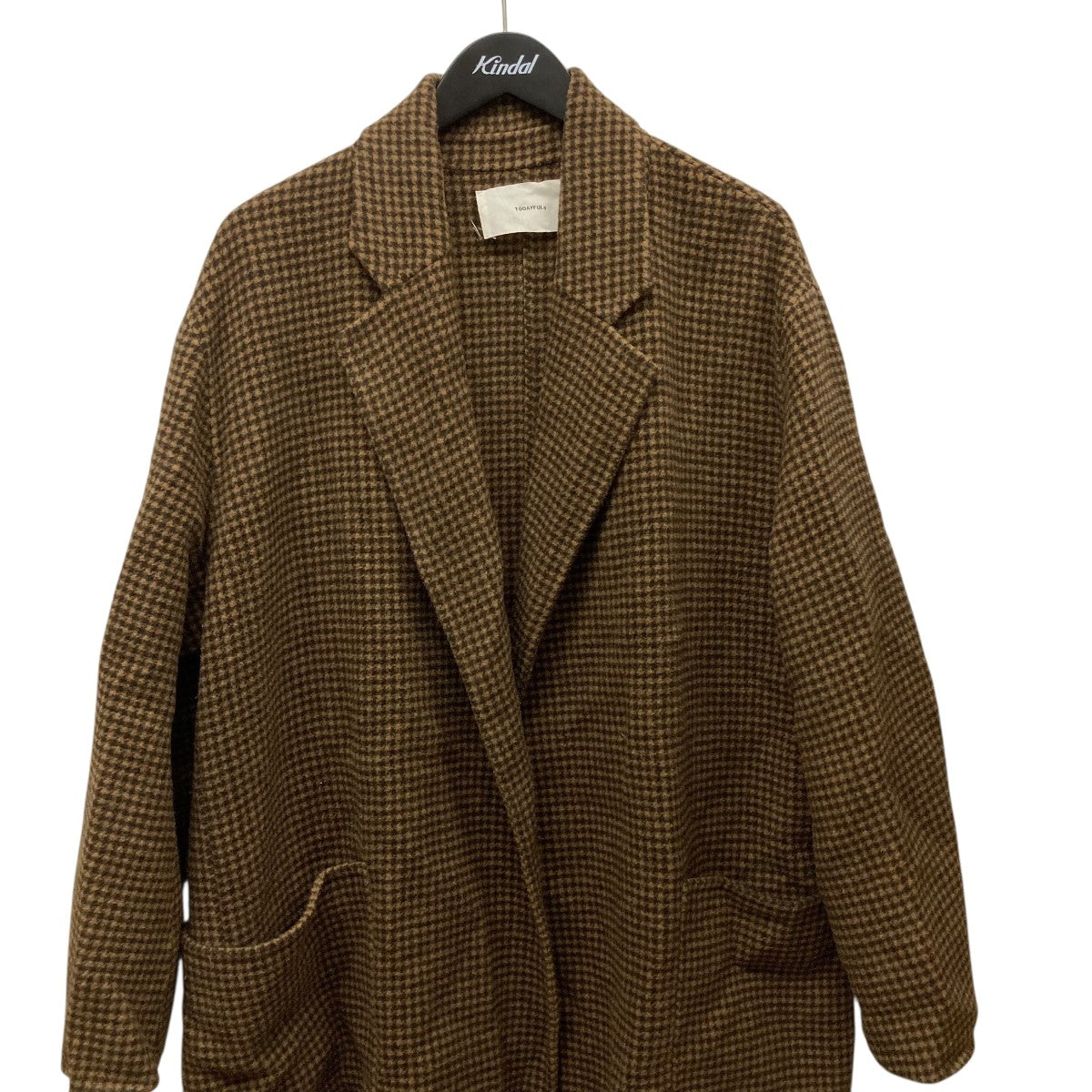 【美品】【TODAYFUL】Over Check Coat ブラウン 36サイズ TODAYFUL トゥデイフル オーバーチェックコート 36 TODAYFULオーバー