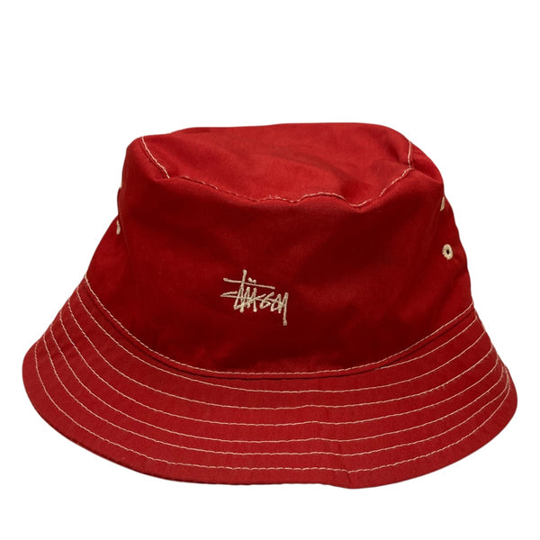 stussy(ステューシー) 90s 紺タグバケットハット レッド サイズ L/XL