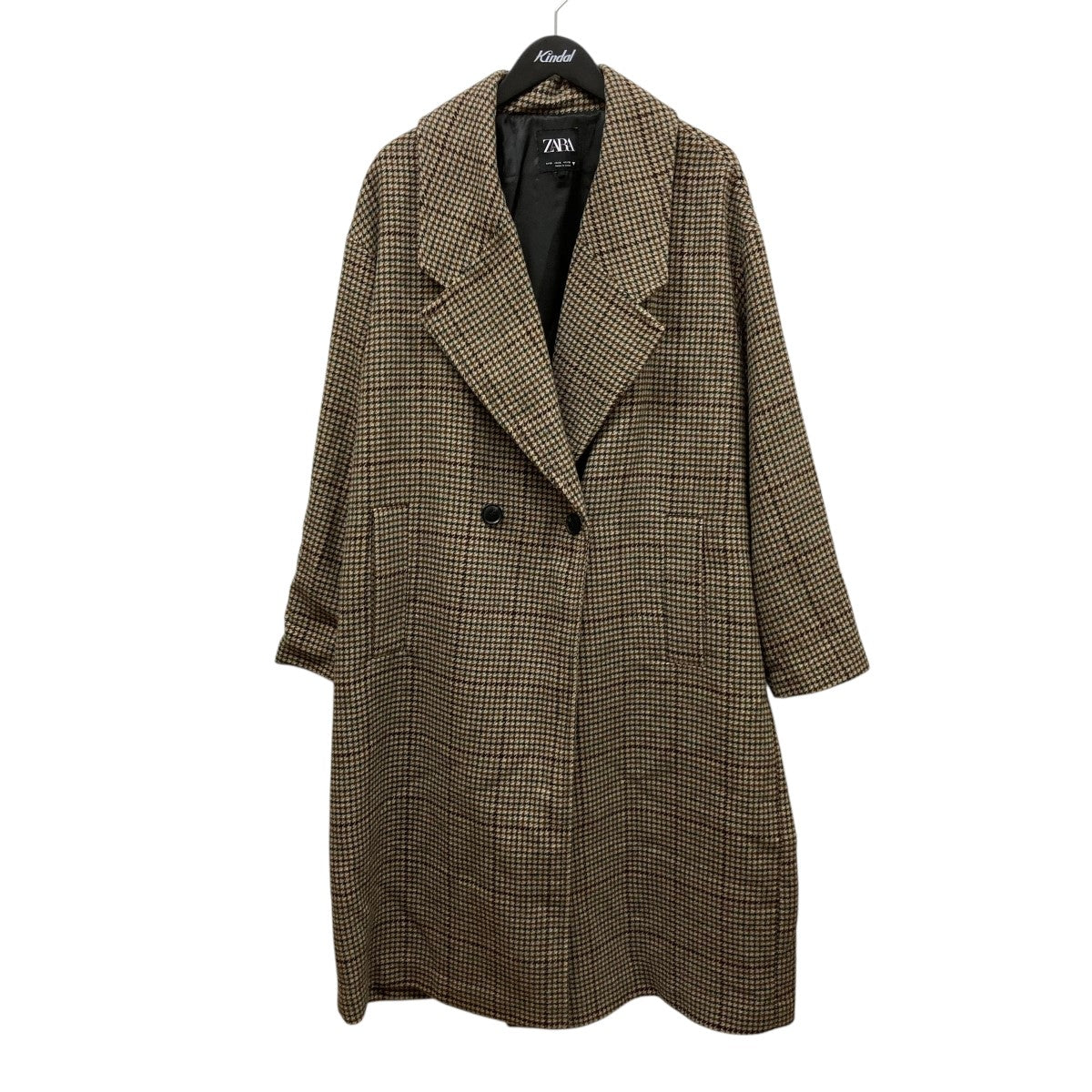 ZARA(ザラ) ダブルブレストチェックコート グレー サイズ S｜【公式