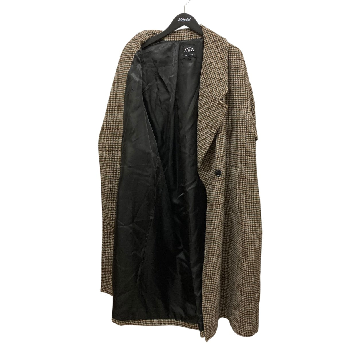 B-3. 【未使用タグ付き】ZARA 金ボタン ダブル チェックコート Lサイズ ZARA(ザラ) ダブルブレストチェックコート グレー サイズ S｜【公式