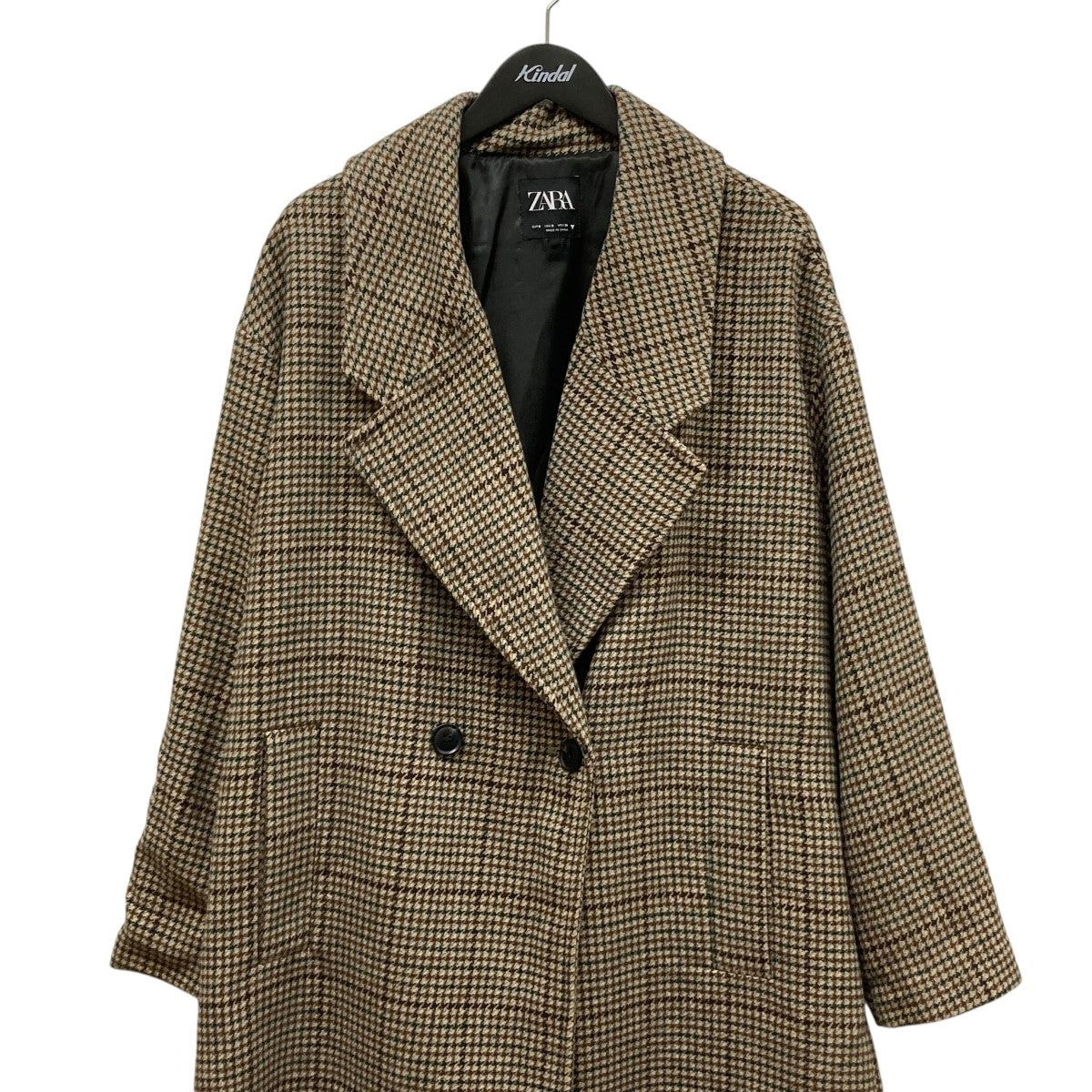 ZARA(ザラ) ダブルブレストチェックコート グレー サイズ S｜【公式