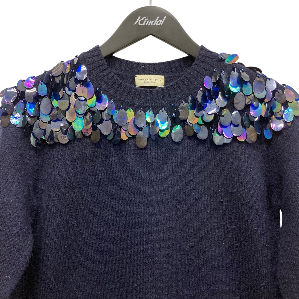 DRIES VAN NOTEN(ドリスヴァンノッテン) スパンコールニット ネイビー