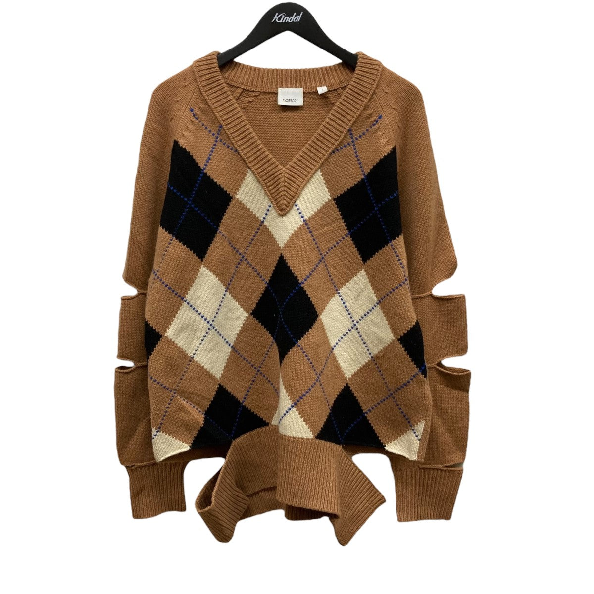 BURBERRY(バーバリー) アーガイルカットアウトカシミヤ混セーター