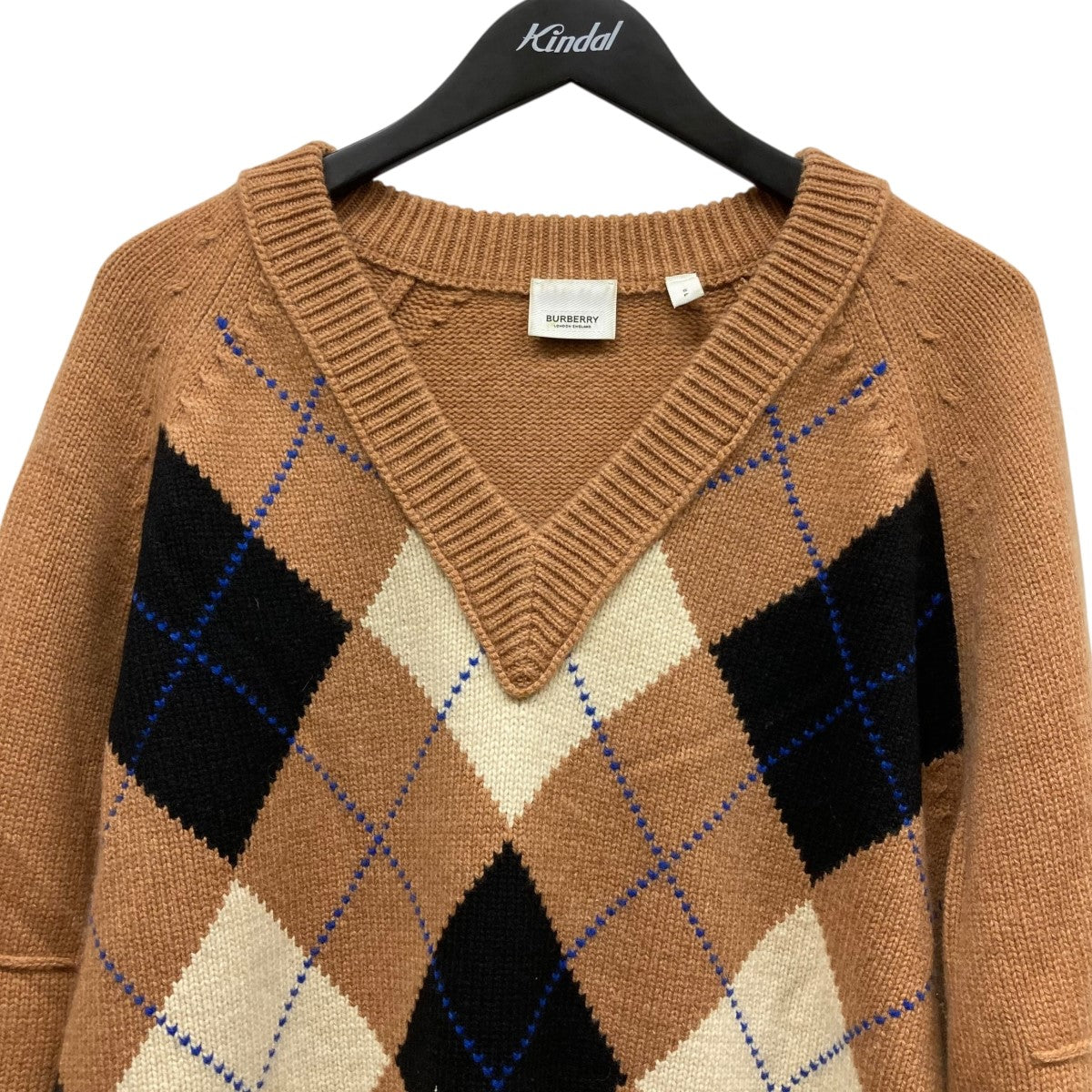 BURBERRYBLUELABELバ―バリ―アーガイル柄 カーディガンカシミヤ混 BURBERRYBLUELABELバ―バリ―アーガイル柄 カーディガンカシミヤ混