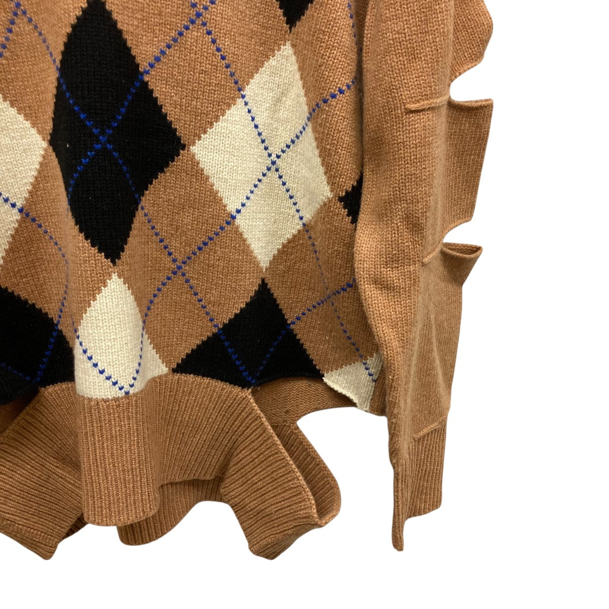 BURBERRYBLUELABELバ―バリ―アーガイル柄 カーディガンカシミヤ混