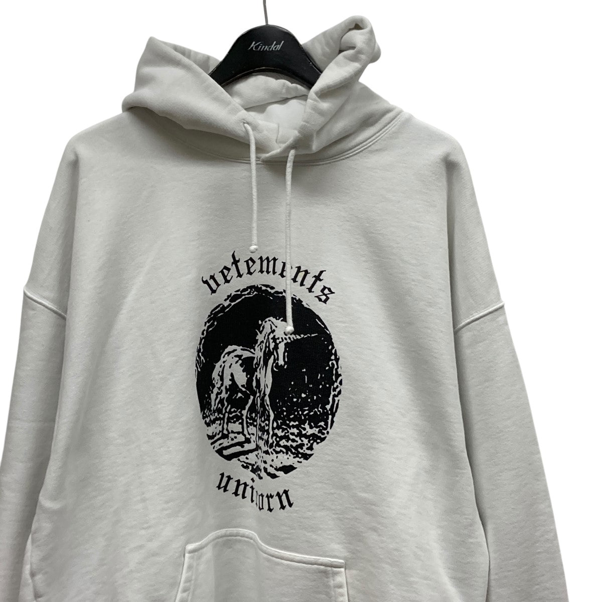 VETEMENTS(ヴェトモン) White unicorn print hoodieユニコーンプリント