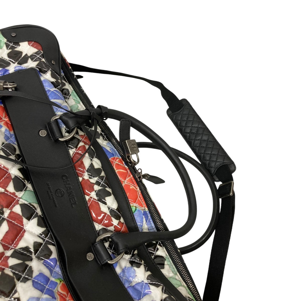 CHANEL コーティングキャンバストラベルバッグダブルジップボストンバッグ 古着・中古-5枚目のアイテム画像