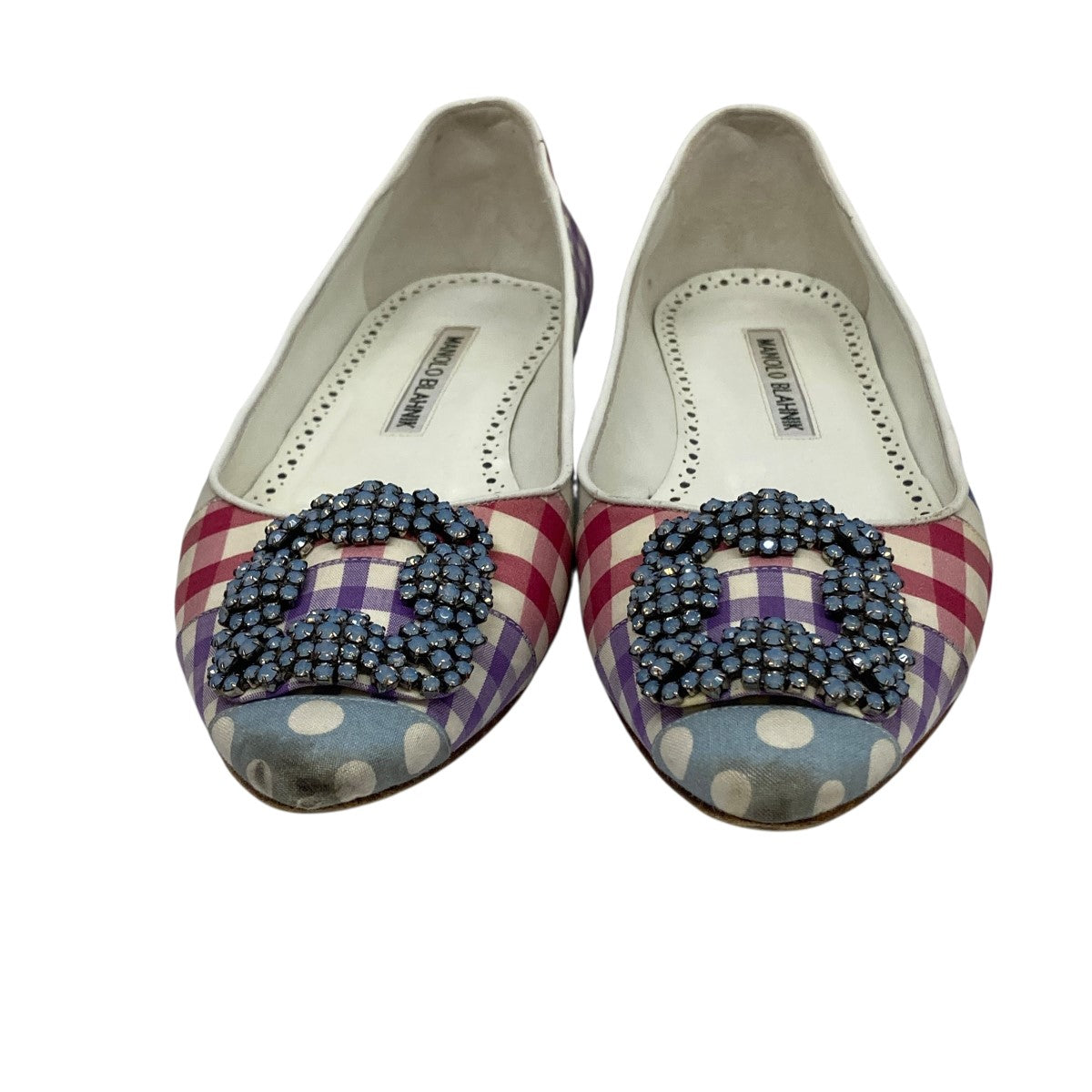 Manolo Blahnik(マノロブラニク) ドットギンガムチェックパンプス