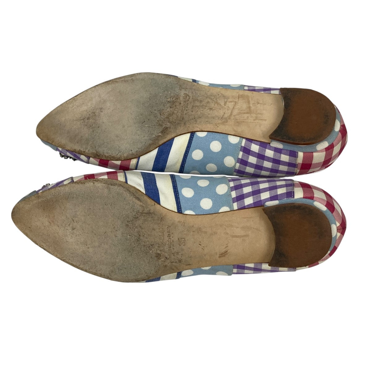 Manolo Blahnik(マノロブラニク) ドットギンガムチェックパンプス