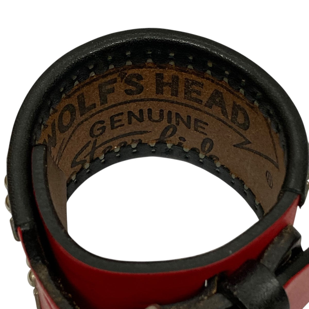 WOLF'SHEAD(ウルフズヘッド) レザーバングル レッド サイズ 表記無し
