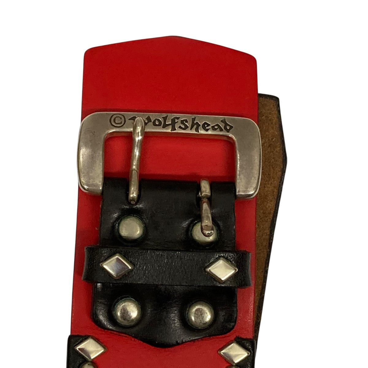 WOLF'SHEAD(ウルフズヘッド) レザーバングル レッド サイズ 表記無し