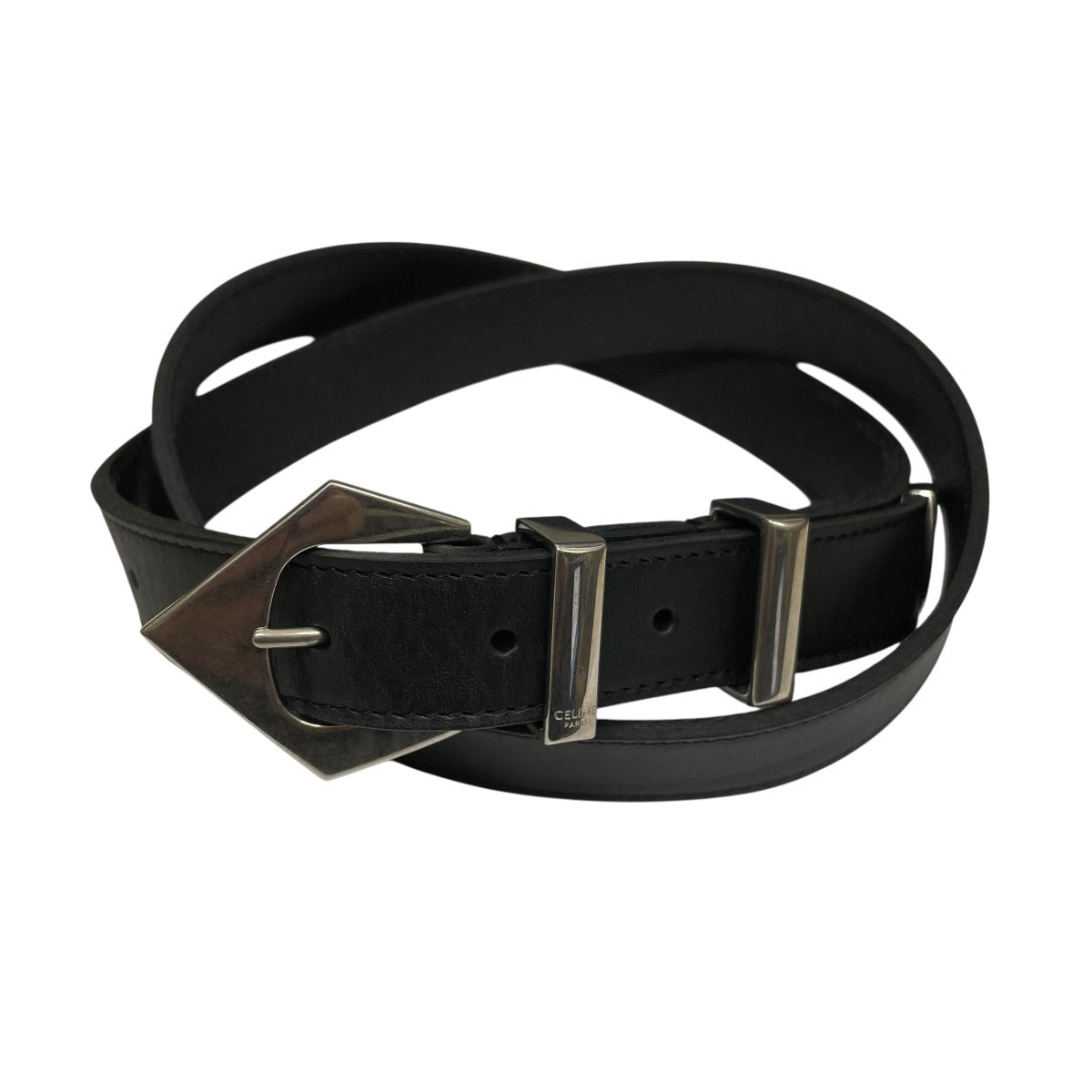 セリーヌ　黒 クロコダイルベルト 105 CELINE(セリーヌ) クロコダイル型押しレザーベルトBC-01 18MM BC