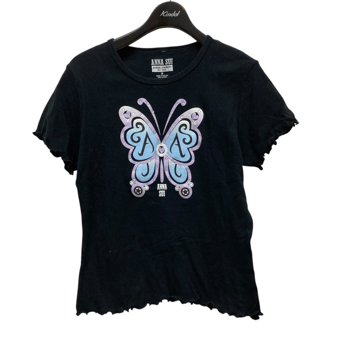 アナスイ×オープニングセレモニー ANNA SUI×OPENING CEREMONY プリントカットソー 6605．KK  BE ブラック サイズ：M ANNA SUI×OPENING CEREMONY プリントカットソー6605.KK BE 6605