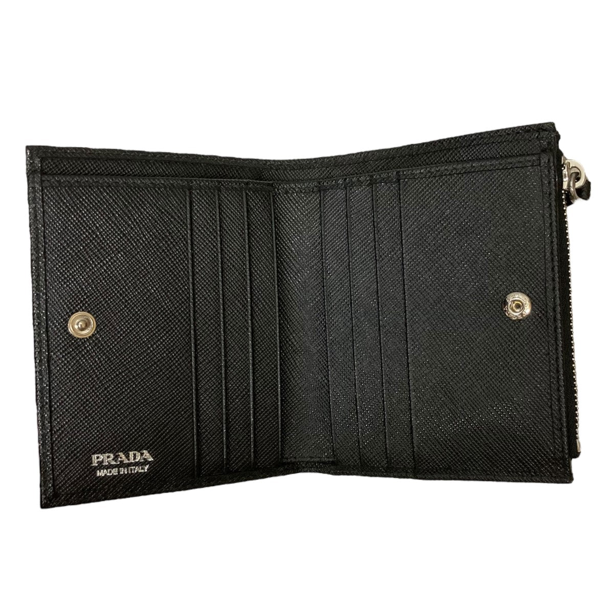 【極美品】PRADA プラダ 二つ折り財布 1ML050 ブラック シルバー PRADA(プラダ) 二つ折り財布1ML050 1ML050 ブラック|【公式