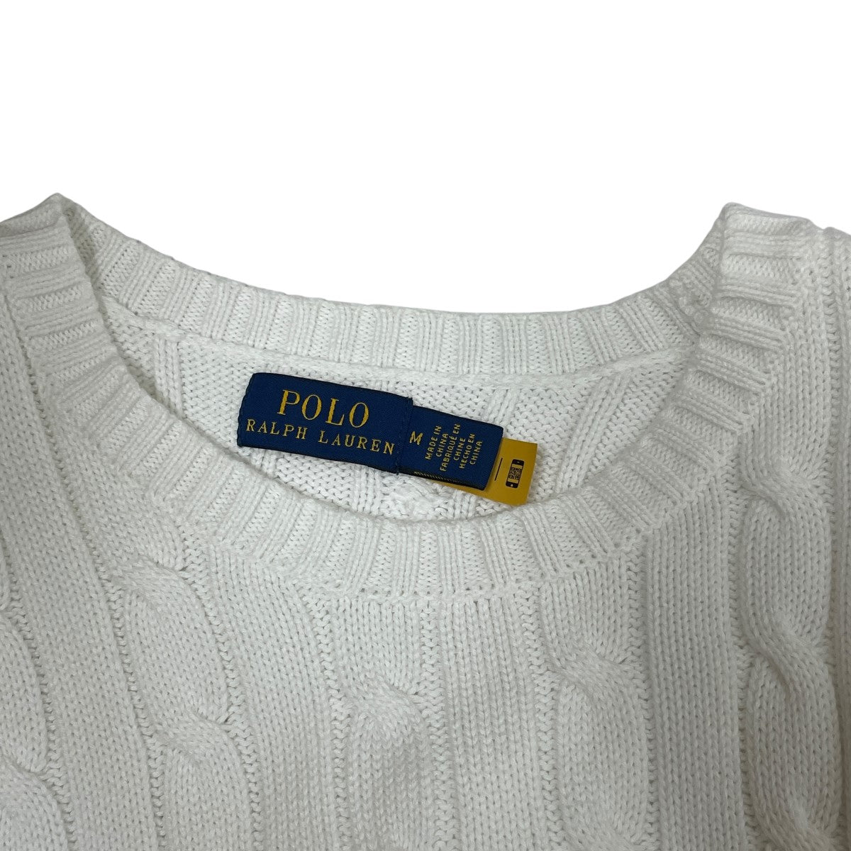 POLO RALPH LAUREN 半袖ケーブルニットコットン L白い色 bj ポロ ラルフ ローレン POLO RALPH LAUREN ケーブルニット