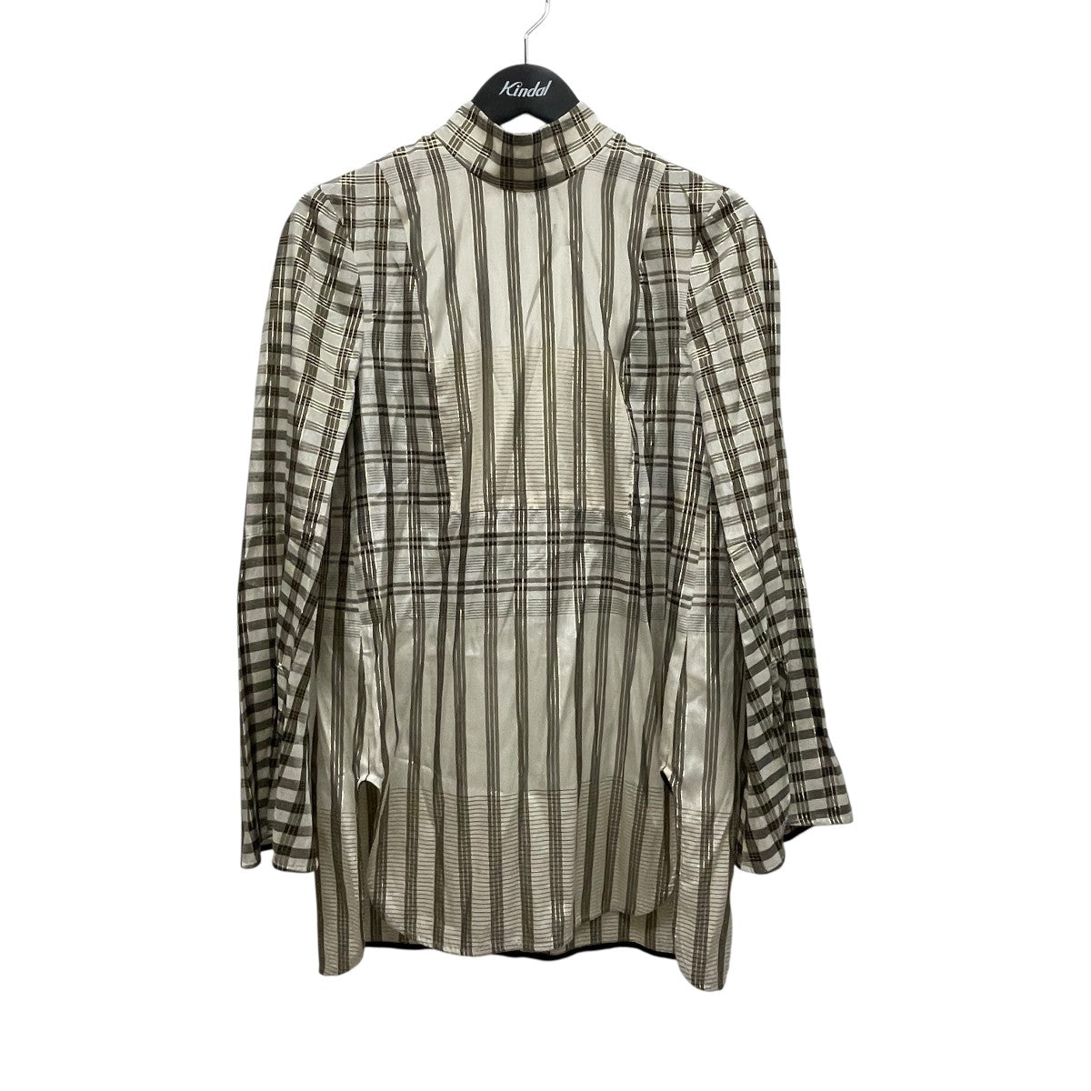 マメクロゴウチ mame kurogouchi バックリボンチェックブラウス MM20FW-SHO19 ホワイト×ブラック×ゴールド サイズ：2 mame kurogouchi(マメクロゴウチ) バックリボンチェックブラウス