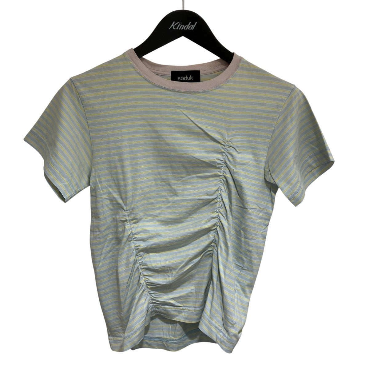 スドーク soduk シャーリングストライプTシャツ 0420010606 ライトブルー×イエロー サイズ：不明 soduk(スドーク) シャーリングストライプTシャツ0420010606
