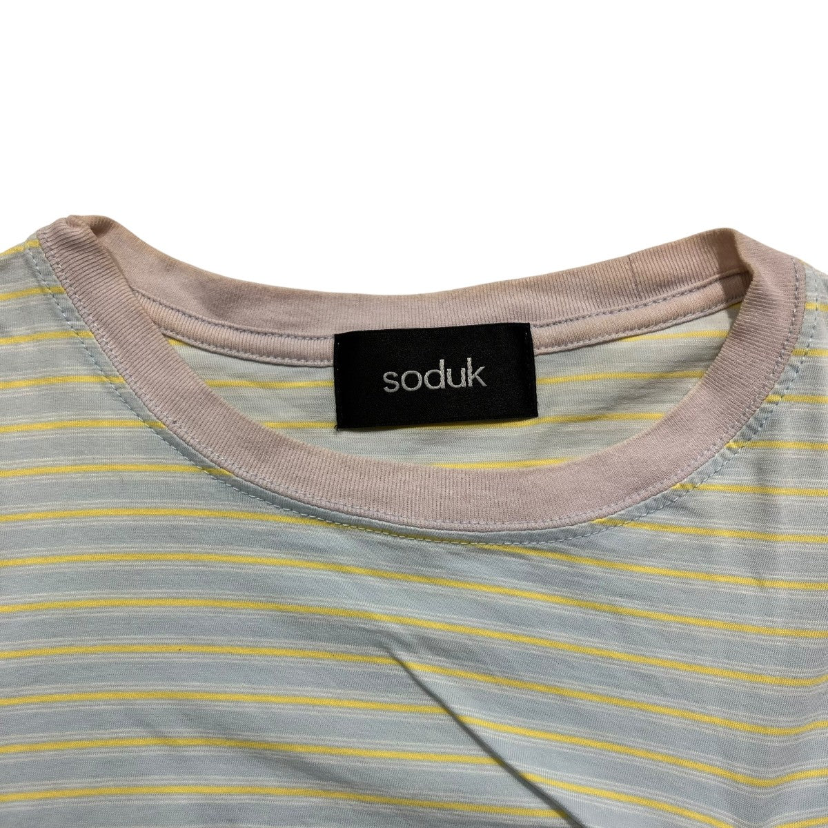 スドーク soduk シャーリングストライプTシャツ 0420010606 ライトブルー×イエロー サイズ：不明 soduk(スドーク) シャーリングストライプTシャツ0420010606