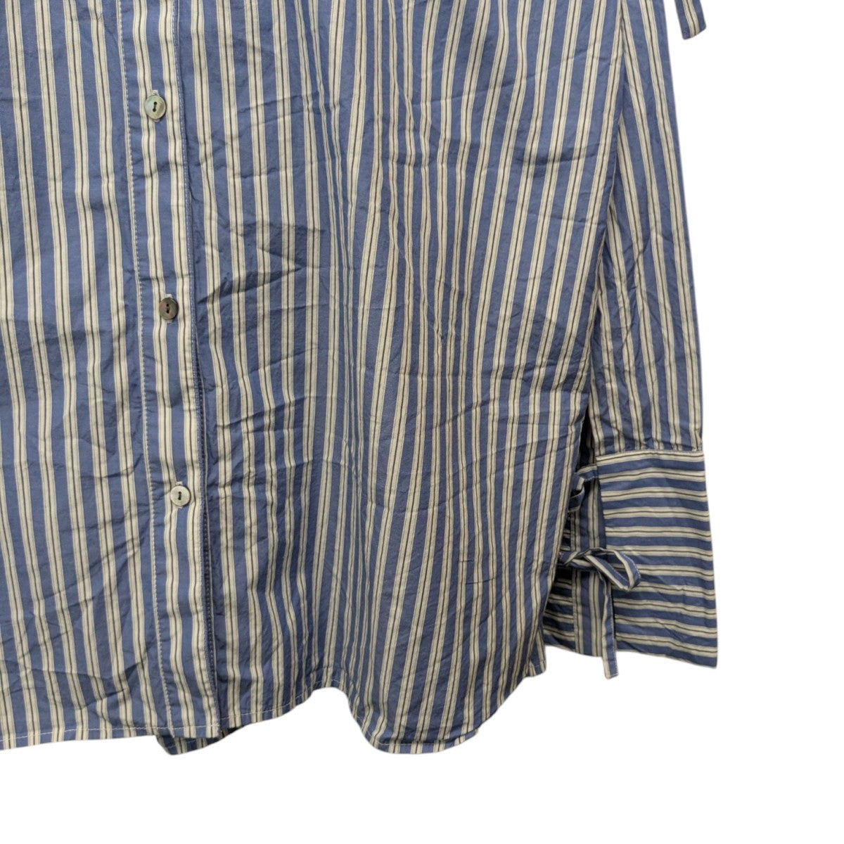 MAISON SPECIAL ネイビーホワイト ストライプ オーバーロングシャツ MAISON SPECIAL（メゾンスペシャル）の「With Bra Stripe Easy
